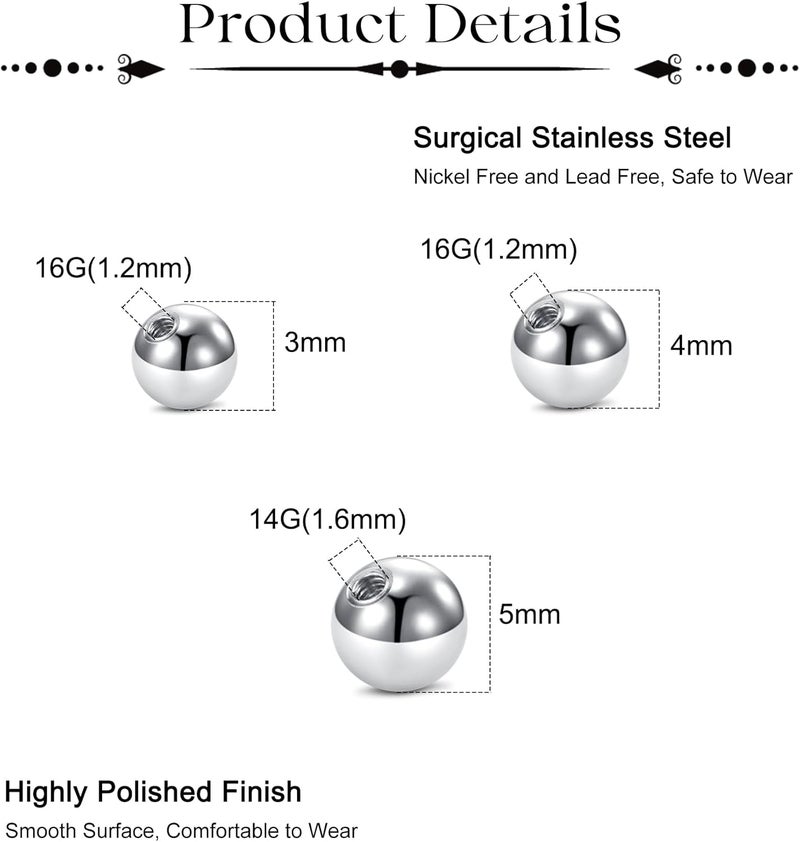 JFORYOU Fake Eyebrow Ring Fake Lip Labret Studs Replacement Balls Spike with 100pcs Sticker Non-Piercing Body Jewelry Fake Skin Piercing - Image 2
